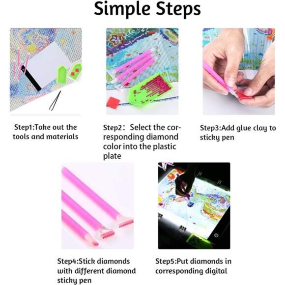 59 Pcs Diamond Painting A4 LED Light Pad Kit, 5D Diamond Painting Accessories - Picture 7 of 8